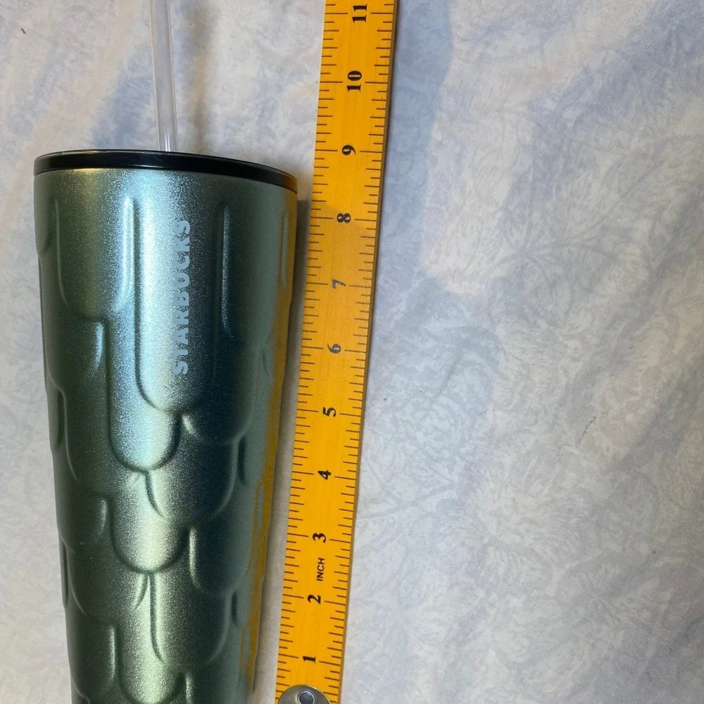 Starbucks 2021 Metallic Sage Green Textured Stainless Steel Cold Cup 24oz